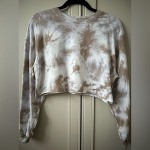 garage, cropped hoodie , beige and white, size xs